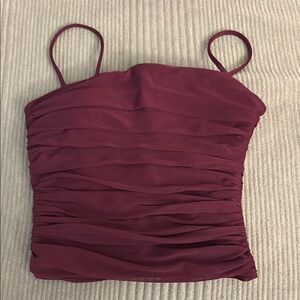 Express Burgundy Ruched Women's Top